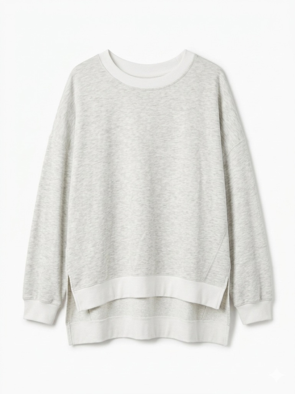 FOUND Made in LA Women's Lightweight Grey + White High-Low Sweatshirt